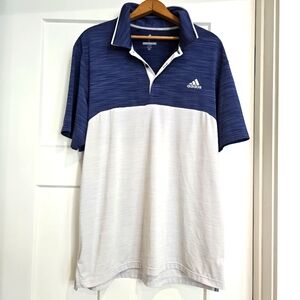 Adidias Golf Polo Shirt Mens L Short-sleeve Blue White Raptor Bay Club Preppy